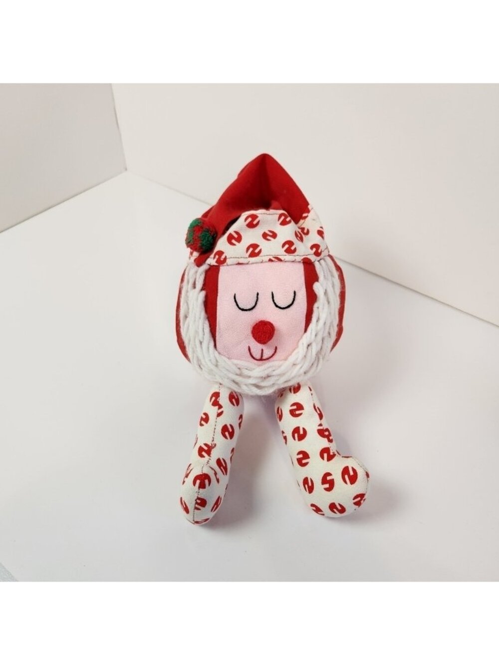 Vintage 1960's Hand Made Roly-Poly Santa Claus Christmas Decoration Shelf Sitter